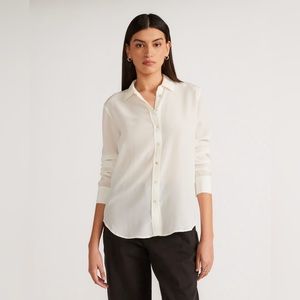 Everlane | The Clean Silk Relaxed Shirt | Off-White | Sz 2